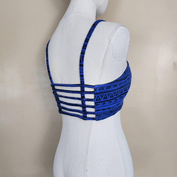 Blue/Black Aztec Cage Cropped Top, Women's S - Picture 2 of 8